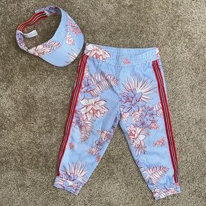 Janie and jack toddler girl Floral tennis jogger and hat set sz 2t
